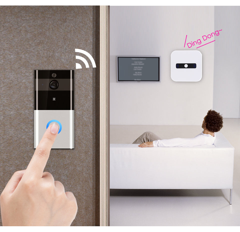 720P WiFi Smart Video Doorbell – Wireless Intercom PIR Motion Detection Night Vision SD Card Support