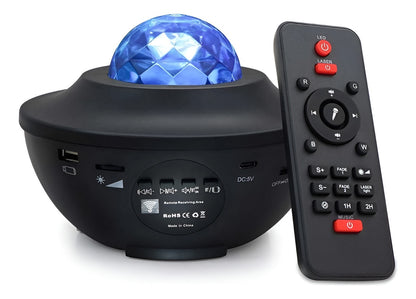 Black Star Projector Galaxy Lamp – Rotating LED Night Light with Bluetooth Speaker