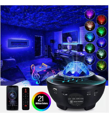 Black Star Projector Galaxy Lamp – Rotating LED Night Light with Bluetooth Speaker