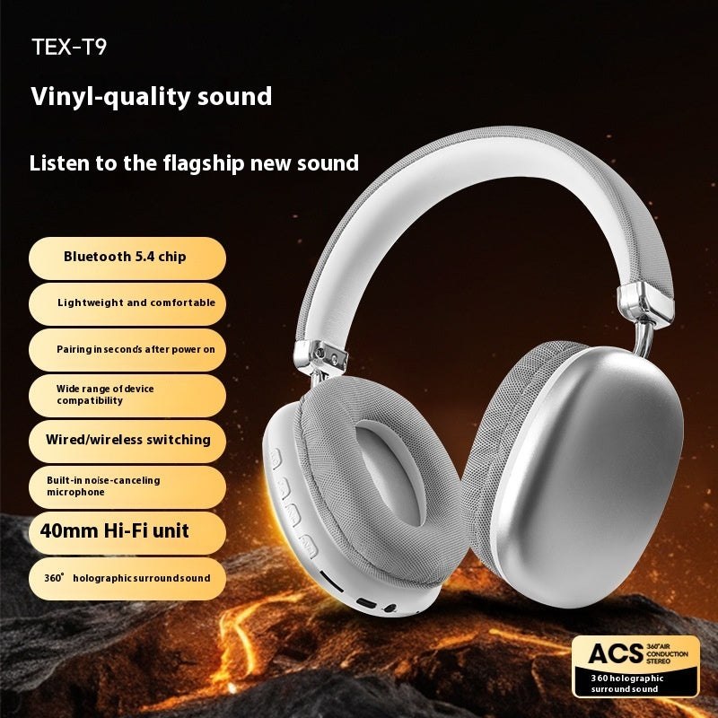 TEX-T9 Wireless Bluetooth Headset – Over-Ear Head-Mounted Stereo Headphones