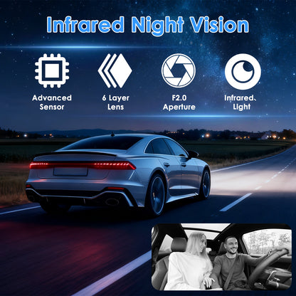 WiFi 1080P 3-Channel Dash Cam – Front Rear & Inside Car Camera with Night Vision, Motion Detection + 32GB Card