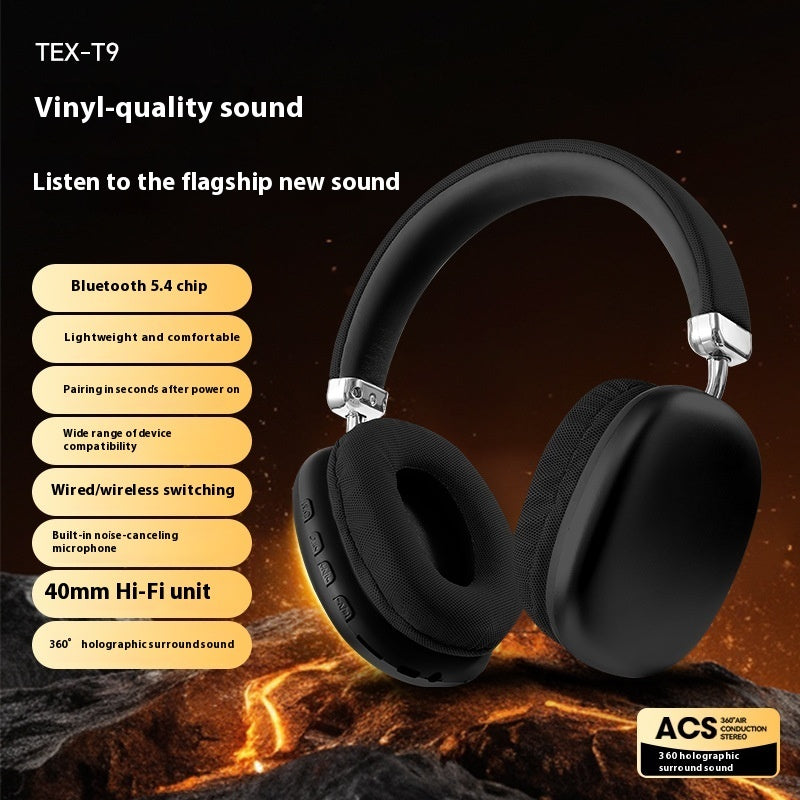 TEX-T9 Wireless Bluetooth Headset – Over-Ear Head-Mounted Stereo Headphones