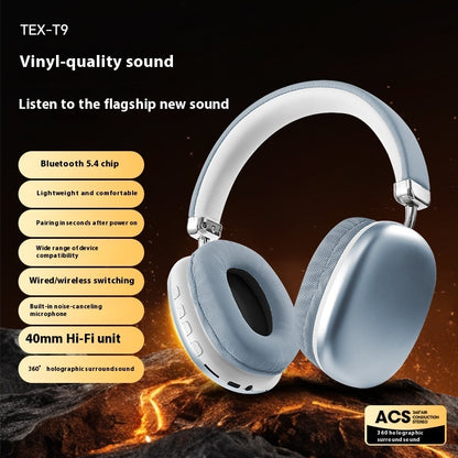 TEX-T9 Wireless Bluetooth Headset – Over-Ear Head-Mounted Stereo Headphones
