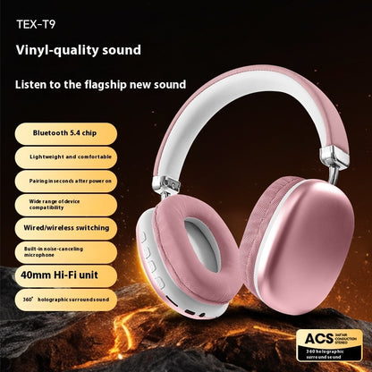TEX-T9 Wireless Bluetooth Headset – Over-Ear Head-Mounted Stereo Headphones