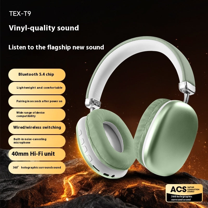 TEX-T9 Wireless Bluetooth Headset – Over-Ear Head-Mounted Stereo Headphones