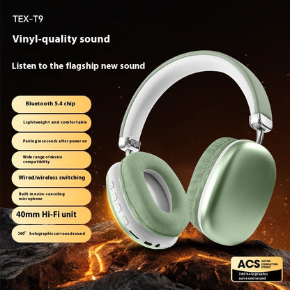 TEX-T9 Wireless Bluetooth Headset – Over-Ear Head-Mounted Stereo Headphones