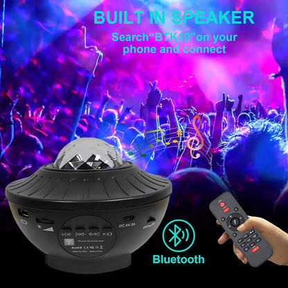 Black Star Projector Galaxy Lamp – Rotating LED Night Light with Bluetooth Speaker